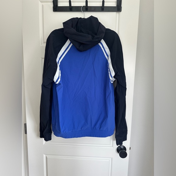 J.Lindeberg Blue and Black Windbreaker with Hood and Full-Length Zipper - Picture 2 of 3